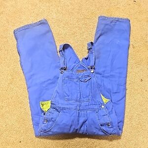 XS blue Denim insulated Overalls with Neon green quilted lining